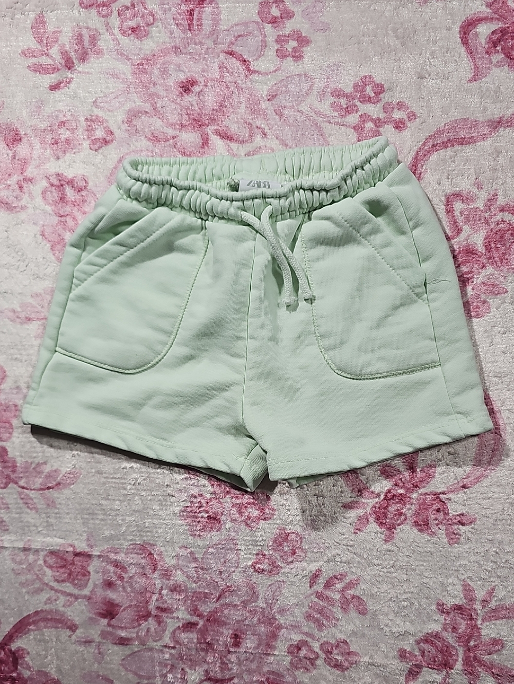 Zara Mint Green Drawstring Athletic Shorts